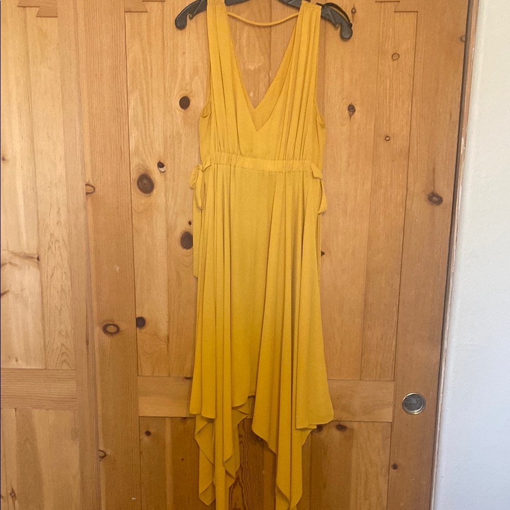 Yellow Sleeveless V-Neck Dress